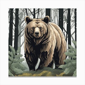 Brown Bear In The Forest 4 Canvas Print