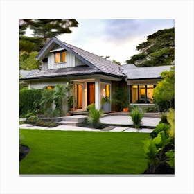House With A Lawn Canvas Print