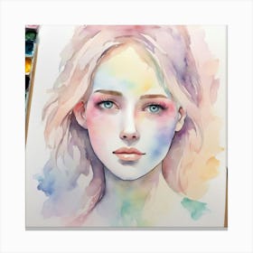 Watercolor Of A Girl 22 Canvas Print