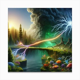 Lightning In The Forest Canvas Print