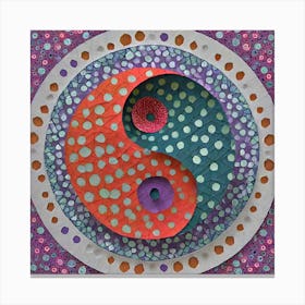 Firefly Beautiful Modern Intricate Floral Yin And Yang Mosaic Mandala Pattern In Gray, And Vibrant T (1) Canvas Print