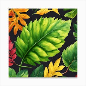 Autumn Leaves Seamless Pattern Canvas Print