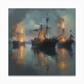 Battleships At Sea Canvas Print