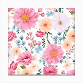 Pink Floral Wallpaper Canvas Print