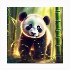 Running through the Bamboo, Panda Bear Cub Canvas Print