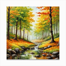 Forest In Autumn In Minimalist Style Square Composition 131 Canvas Print