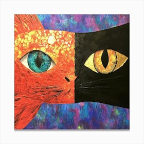 Cat And The Fish Art Canvas Print