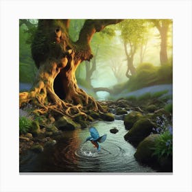 Kingfisher In The Forest 3 Canvas Print