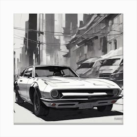 Black On White Car Vector Acrylic Painting Trending On Pixiv Fanbox Palette Knife And Brush Strok (13) Canvas Print