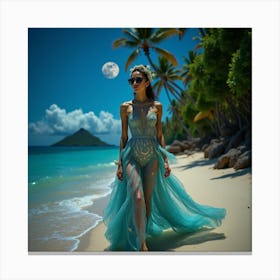 Mermaid On The Beach 2 Canvas Print