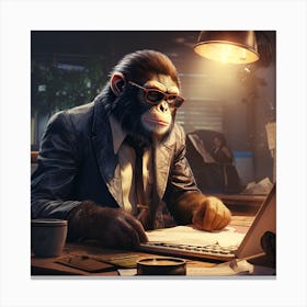 Monkey In A Suit Canvas Print