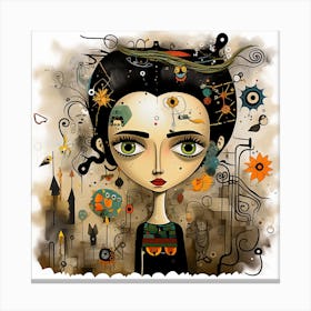 Girl With A Clock 1 Canvas Print