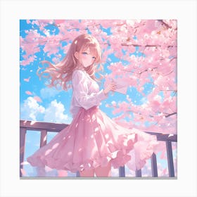Beautiful Anime Sakura Flower Girl Canvas Print
