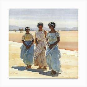 Three Women In The Desert Canvas Print