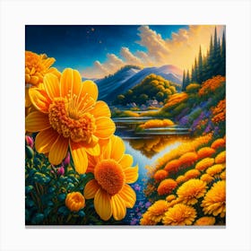 Sunflowers At Sunset 2 Canvas Print