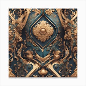 Gold And Blue Wallpaper Canvas Print