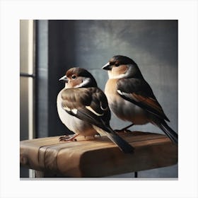 Firefly A Modern Illustration Of 2 Beautiful Sparrows Together In Neutral Colors Of Taupe, Gray, Tan 2023 11 23t012812 Canvas Print