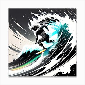 Surfer Riding A Wave Canvas Print