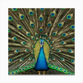 Peacock Displaying Feathers Canvas Print