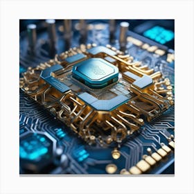 3d Rendering Of A Computer Chip 6 Canvas Print