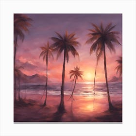 Sunset Palm Trees Canvas Print