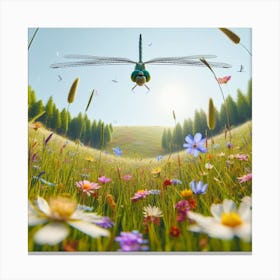 Dragonfly In The Meadow 1 Canvas Print