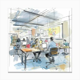 Sketch Of An Office 1 Canvas Print