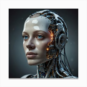 Futuristic Cyborg Portrait Canvas Print