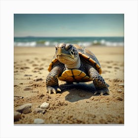 Turtle On The Beach 5 Canvas Print