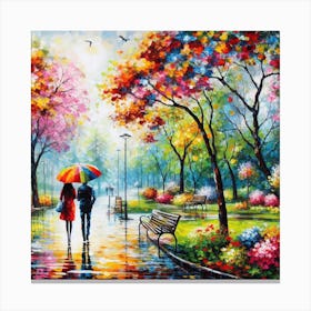 Couple In The Park 1 Canvas Print