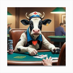 Cow Playing Poker 2 Canvas Print