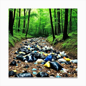 Forest Pollution Garbage Trash Waste Debris Litter Rubbish Environment Ecological Crisis (16) Canvas Print