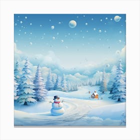 Snowman In The Snow 4 Canvas Print