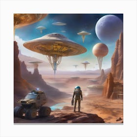 Color Harmony Peramids Aliens Watercolor 2 Canvas Print