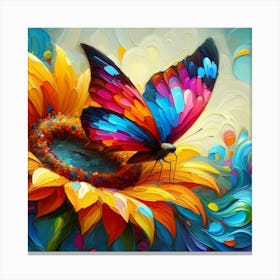 Butterfly On A Sunflower Canvas Print