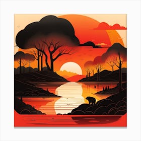 Sunset In The Forest Canvas Print