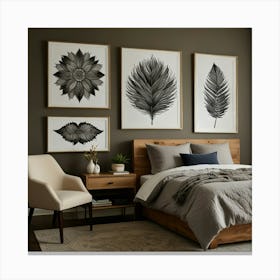 Black And White Bedroom Canvas Print