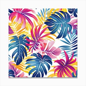 Tropical Leaves Seamless Pattern 6 Canvas Print