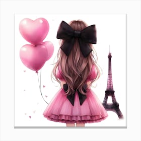 Girl With Balloons In Paris 1 Canvas Print