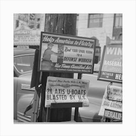 Los Angeles, California, Newsstand On A Street Corner By Russell Lee Canvas Print