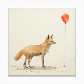 Fox With Red Balloon Canvas Print