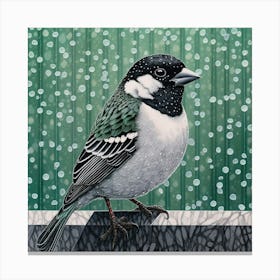 Ohara Koson Inspired Bird Painting House Sparrow 1 Square Canvas Print