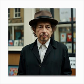 Default American Singer Bob Dylan Pictured Walking Past A Shop 0 Canvas Print