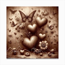 Hearts And Butterflies Canvas Print