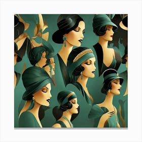 Art Deco Women's Silhouettes 3 Canvas Print