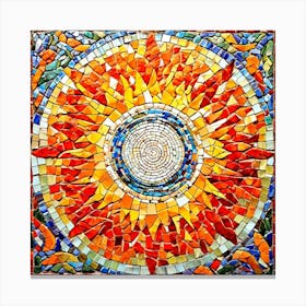 Mosaic Sun A Sun Created From A Mosaic Of Small Tiles 20 Canvas Print