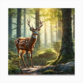 Deer In The Forest 123 Canvas Print