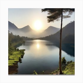 Sunrise Over Lake Canvas Print