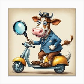 Cow With Magnifying Glass 4 Canvas Print