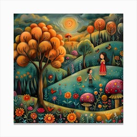 Fairy Tale , Naive, Whimsical, Folk Canvas Print